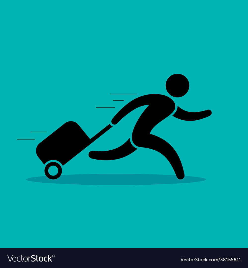 Man is running with a bag hurrying