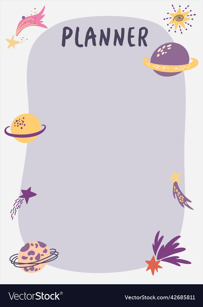Planning list with space planner spaceships vector image Planning list with space planner spaceships