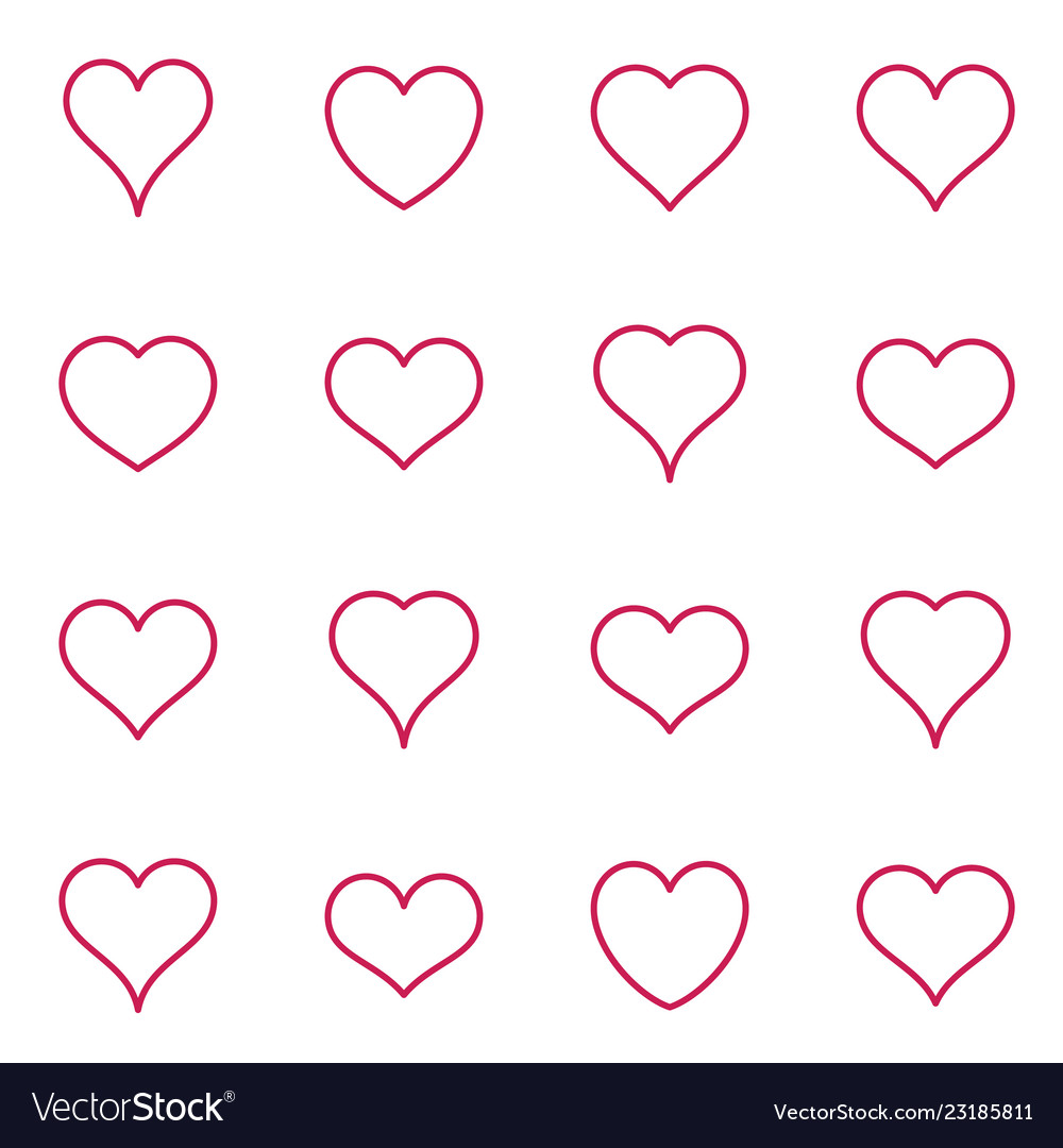 Red heart icons thin line collection Royalty Free Vector