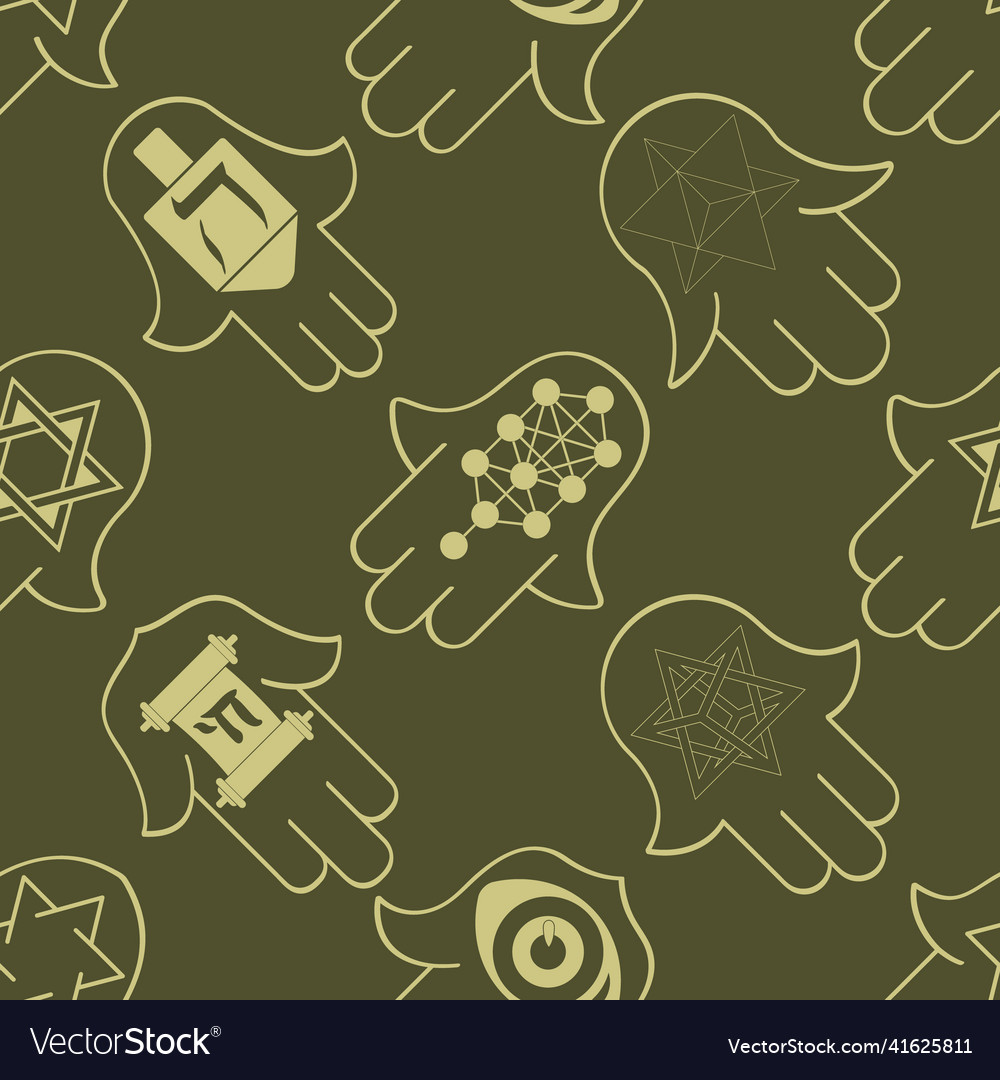 Seamless pattern with amulet hamsa