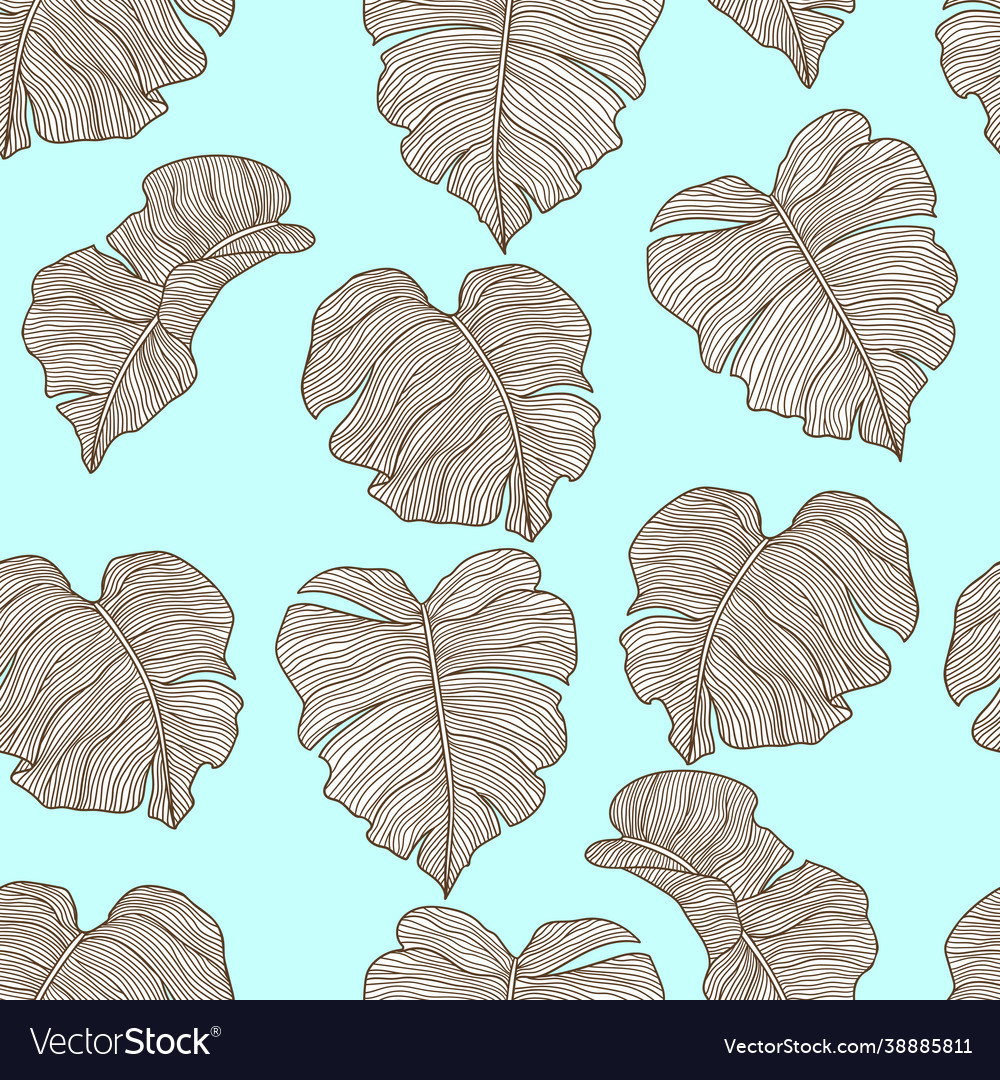 Seamless pattern with stylized palm leaves