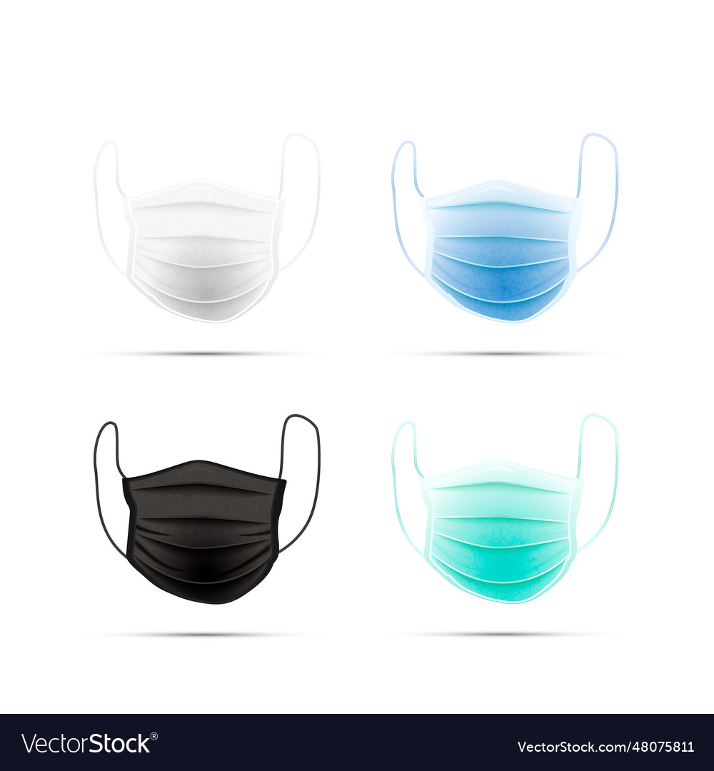 Set of different realistic medical face masks