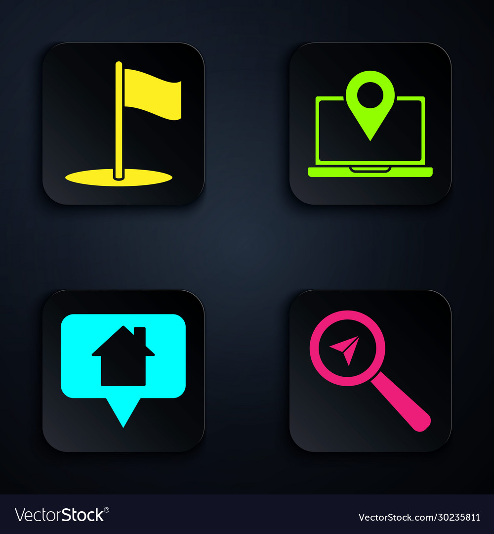 Set search location flag map pointer with house vector image Set search location flag map pointer with house
