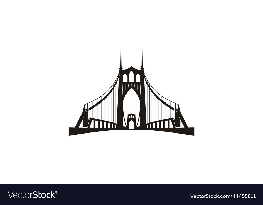 Silhouette St Johns Bridge Portland Oregon Logo Vector Image