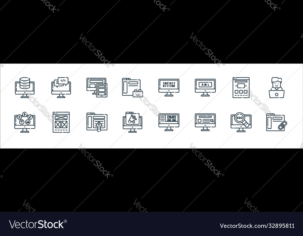 Web-Entwicklung Linie Icons lineare Set Qualität vector image Web-Entwicklung Linie Icons lineare Set Qualität