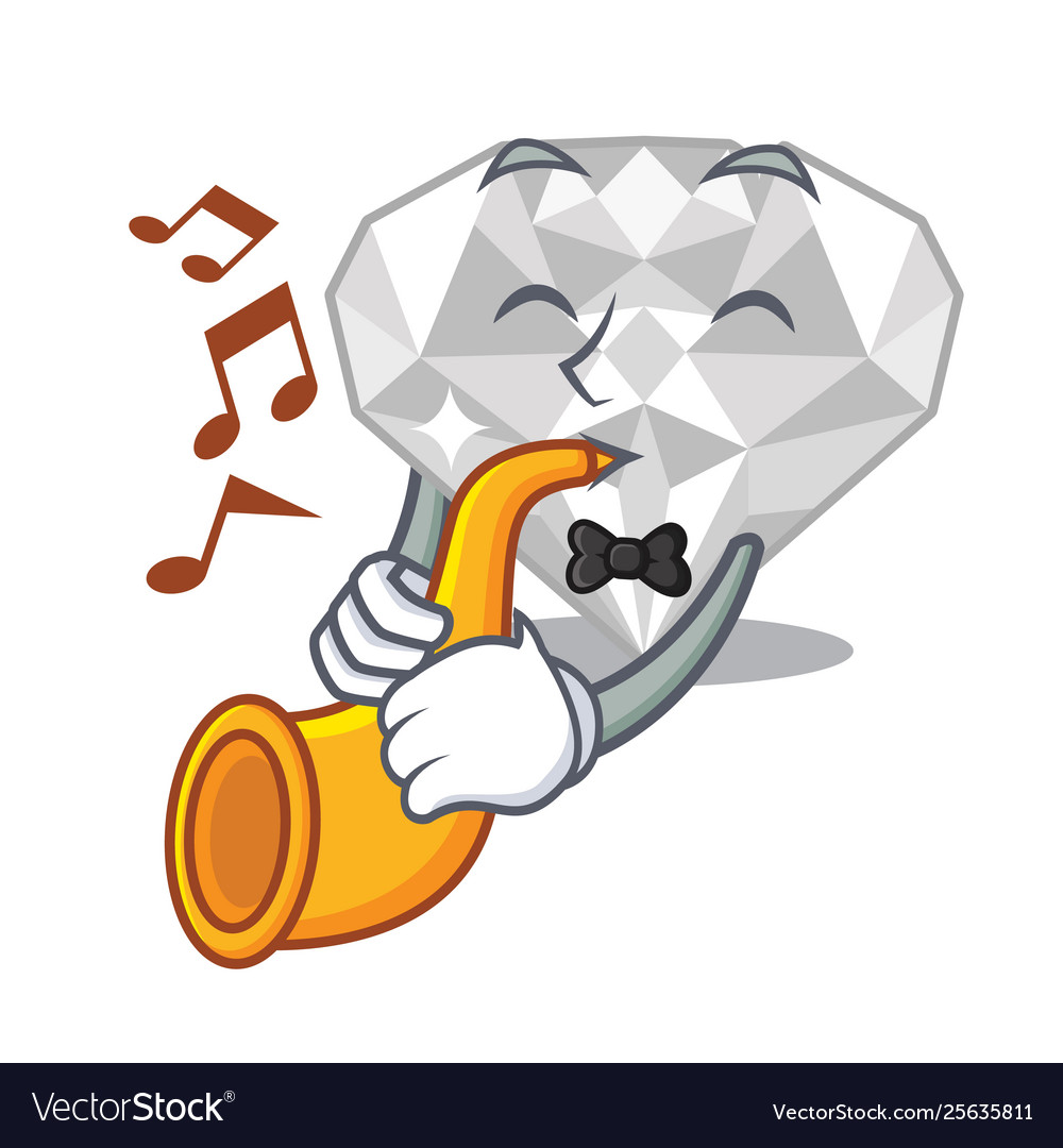 With trumpet white diamond isolated in cartoon