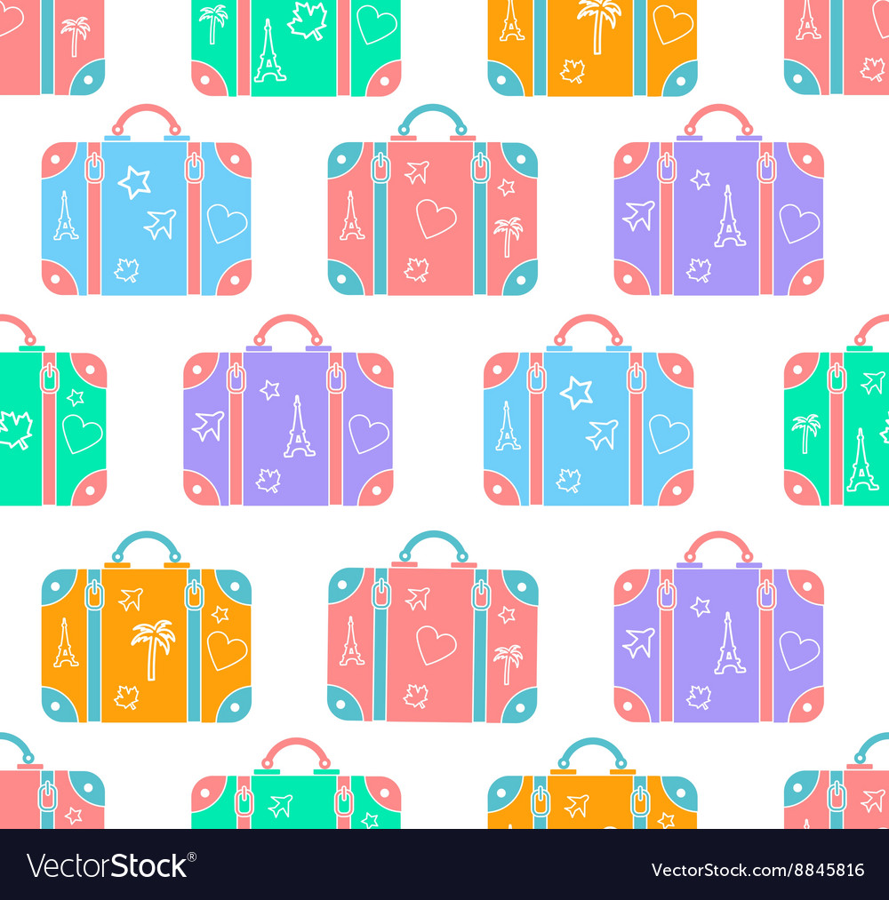 Background patterned travel suitcase in a flat