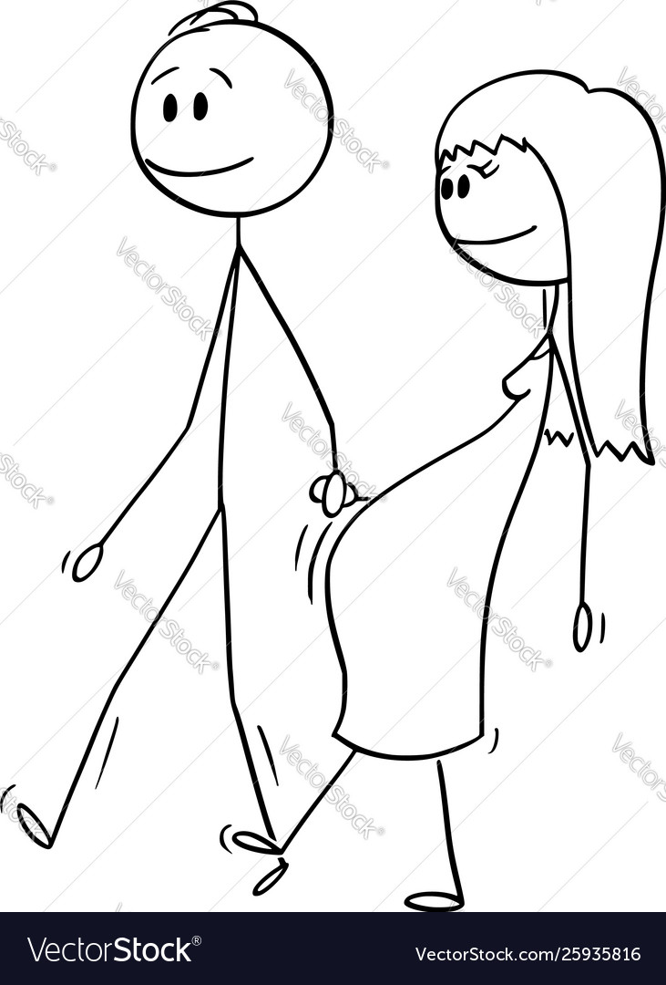 Cartoon couple man and pregnant woman Royalty Free Vector Cartoon couple man and pregnant woman Royalty Free Vector