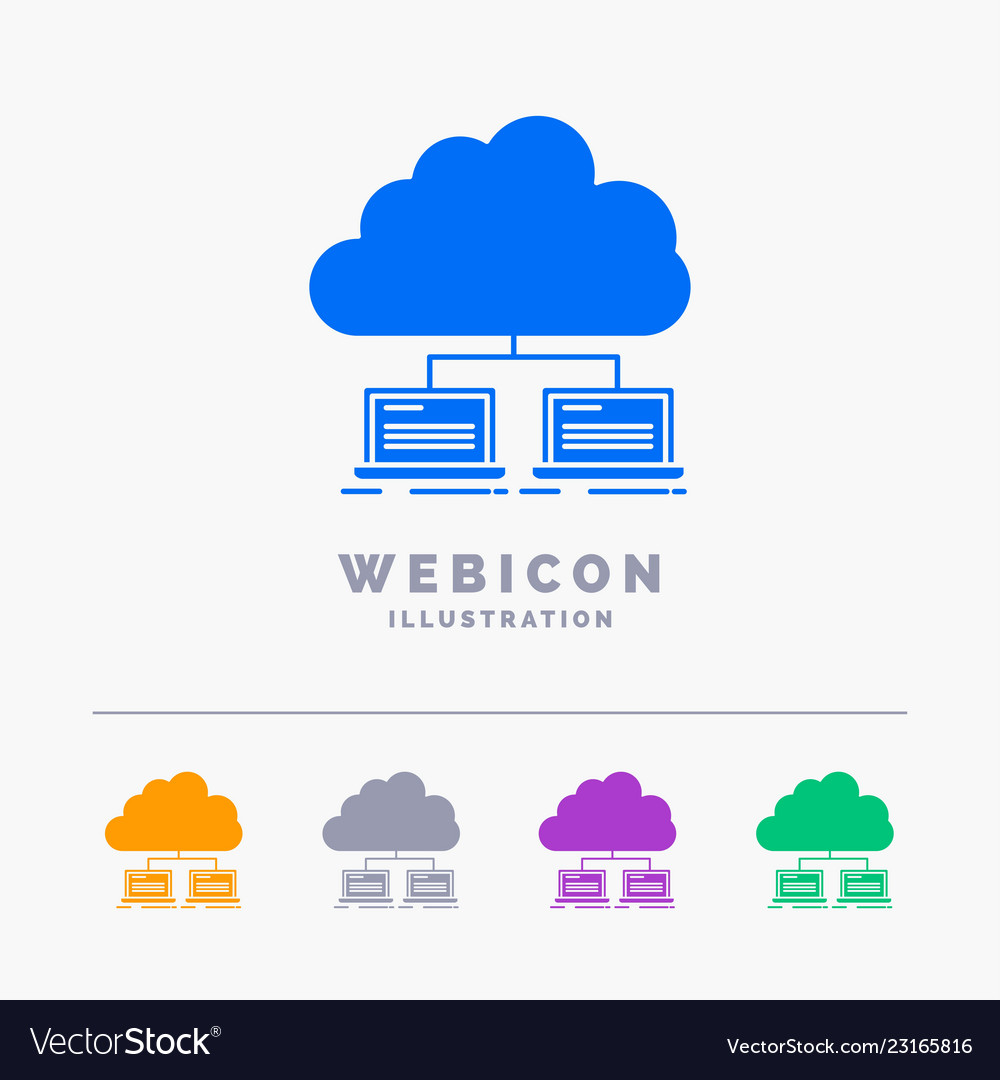 Cloud network server internet data 5 color glyph vector image Cloud network server internet data 5 color glyph