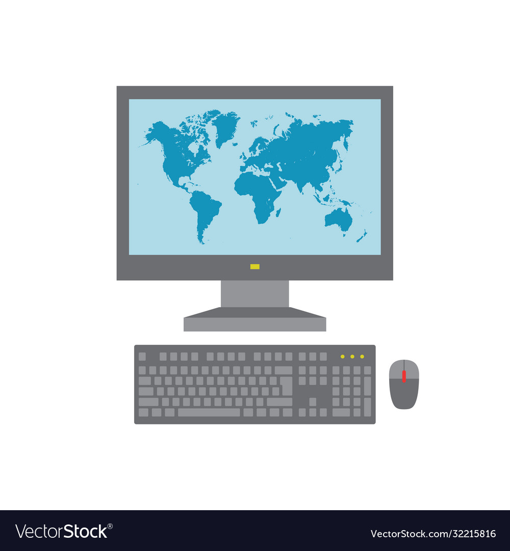 Computer Icon with World Map