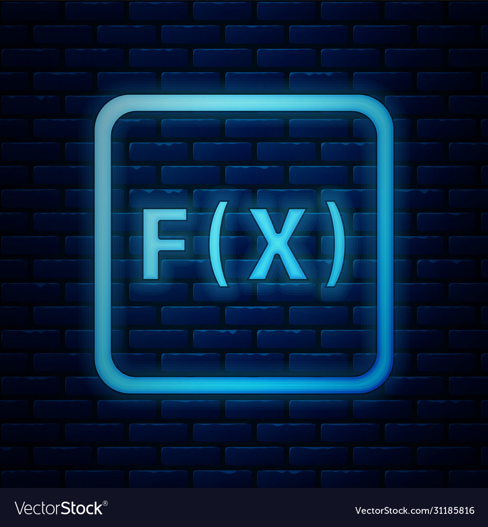 Glowing neon function mathematical symbol icon