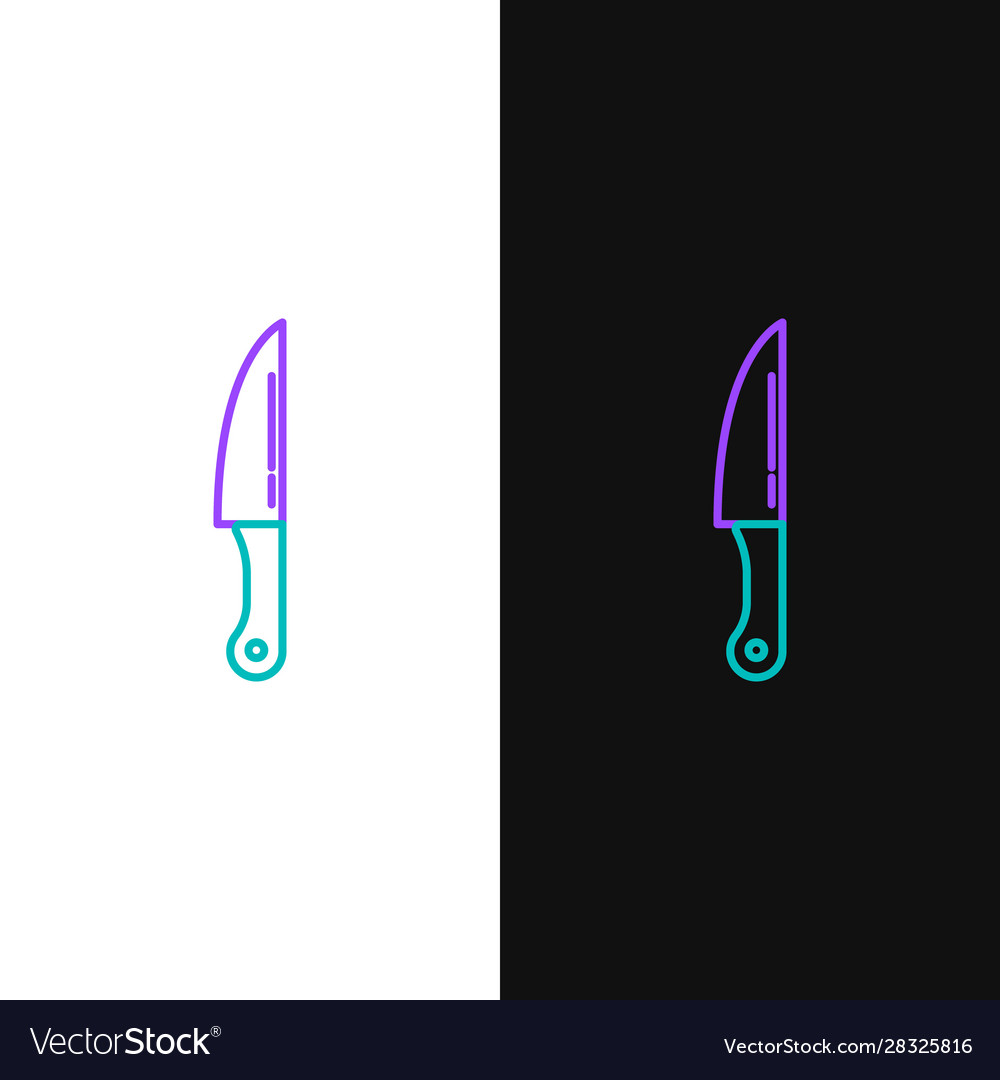 Green and purple line knife icon isolated