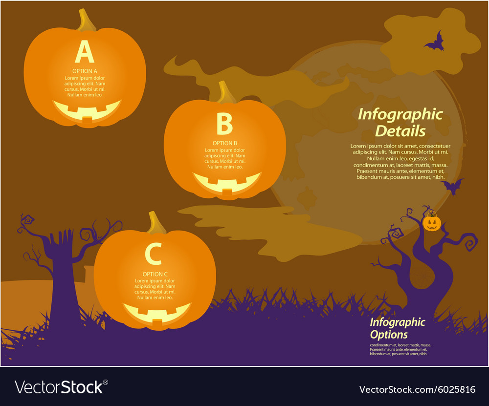 Halloween infographic background with pumpkins