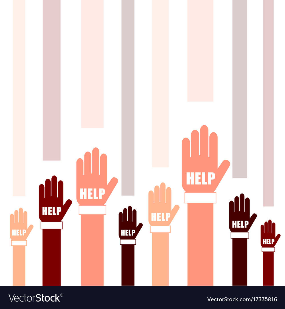 Hands help set in two color art