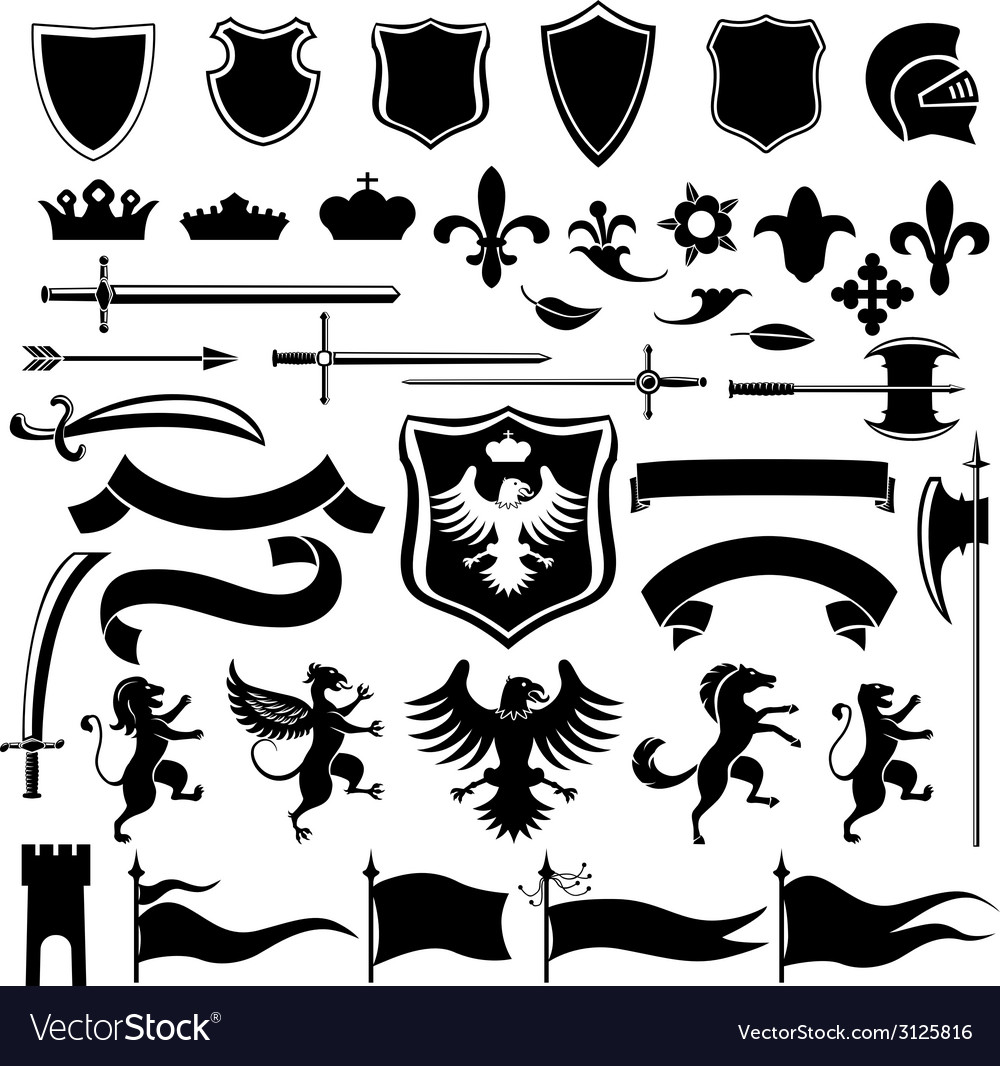 Heraldic set black Royalty Free Vector Image - VectorStock