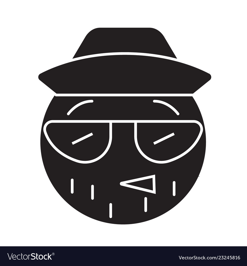 Hipster emoji black concept icon