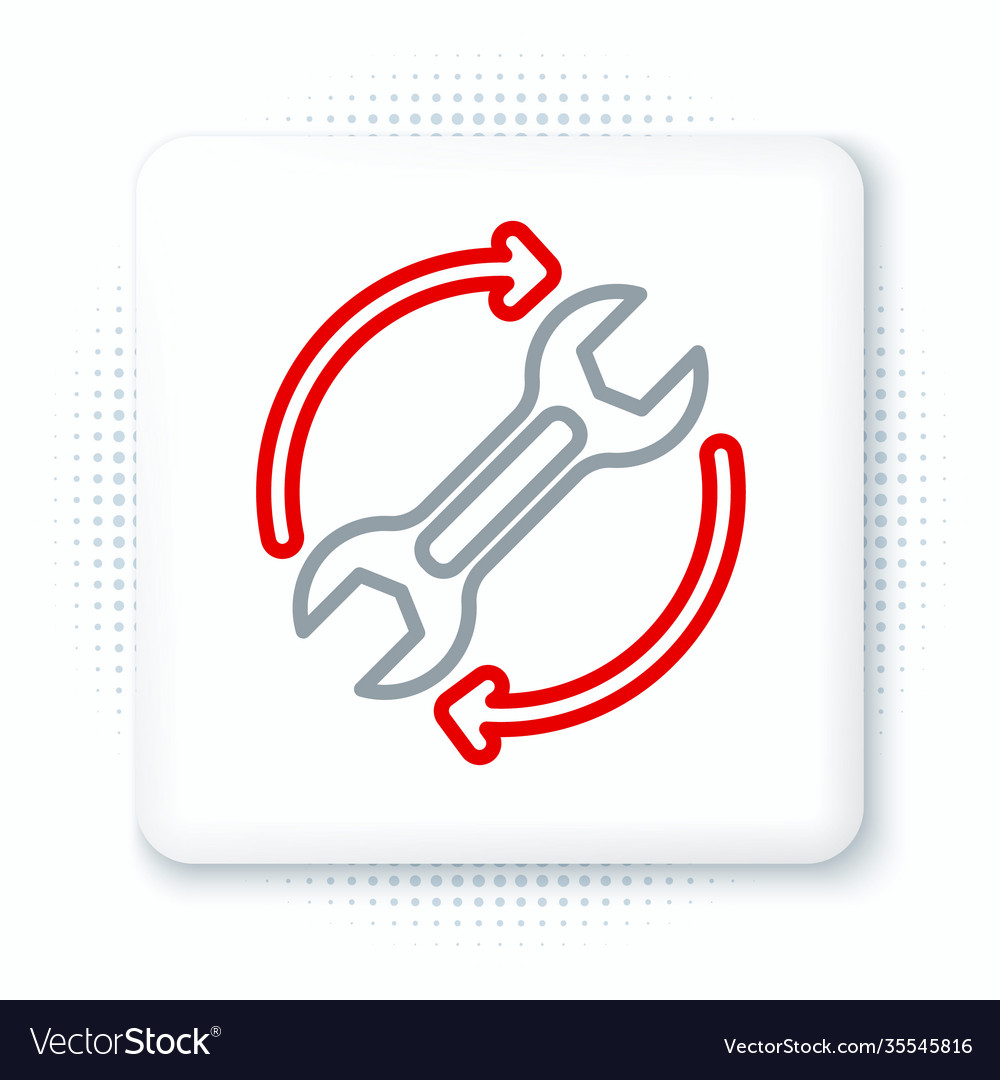 Line wrench spanner and arrows as workflow icon Vector Image Line wrench spanner and arrows as workflow icon