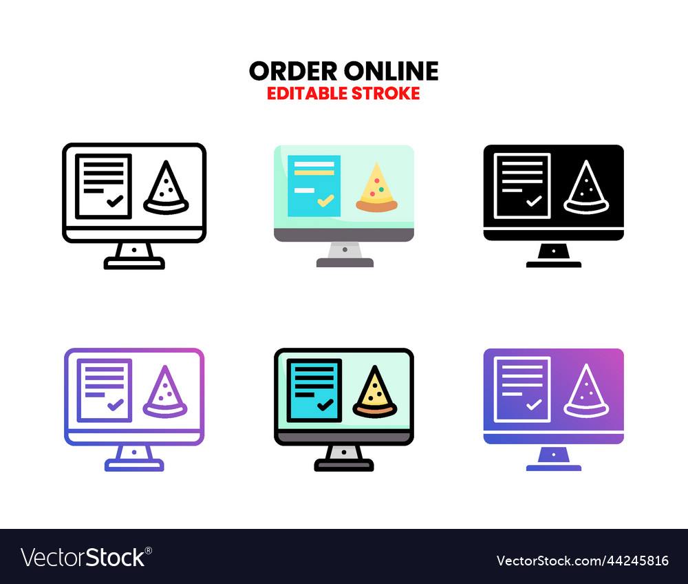 Order online icon set with different styles vector image Order online icon set with different styles