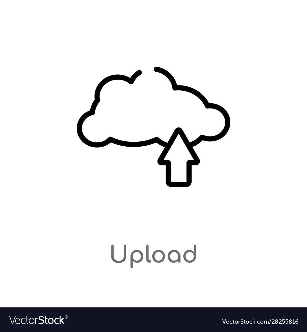 Outline upload icon isolated black simple line