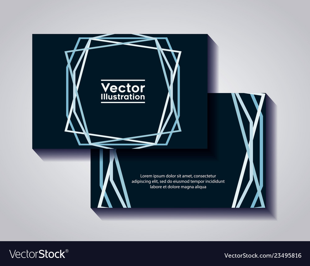 Pair of business cards with lines and figures