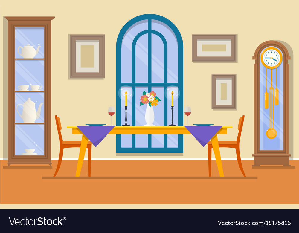 Restaurant or dining room interiordining table Vector Image