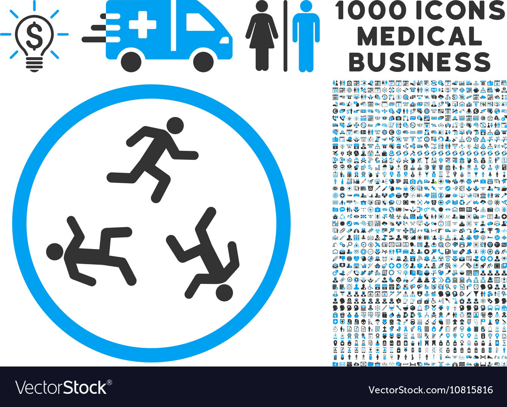 Running men icon with 1000 medical business