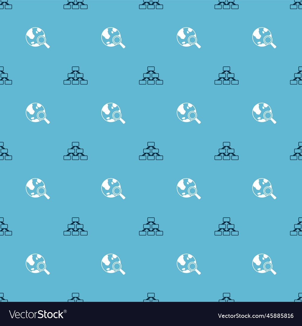Set hierarchy organogram and search globe vector image Set hierarchy organogram and search globe