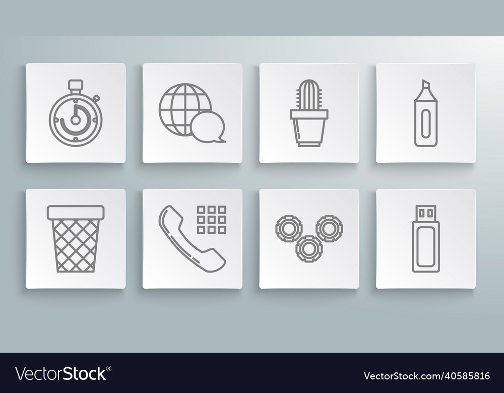 Set line trash can world map made from speech Vector Image Set line trash can world map made from speech