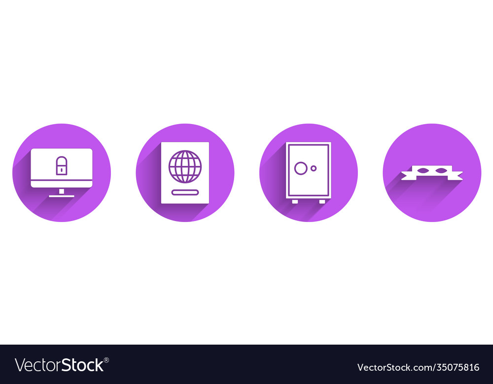 Set lock on computer monitor passport safe vector image Set lock on computer monitor passport safe