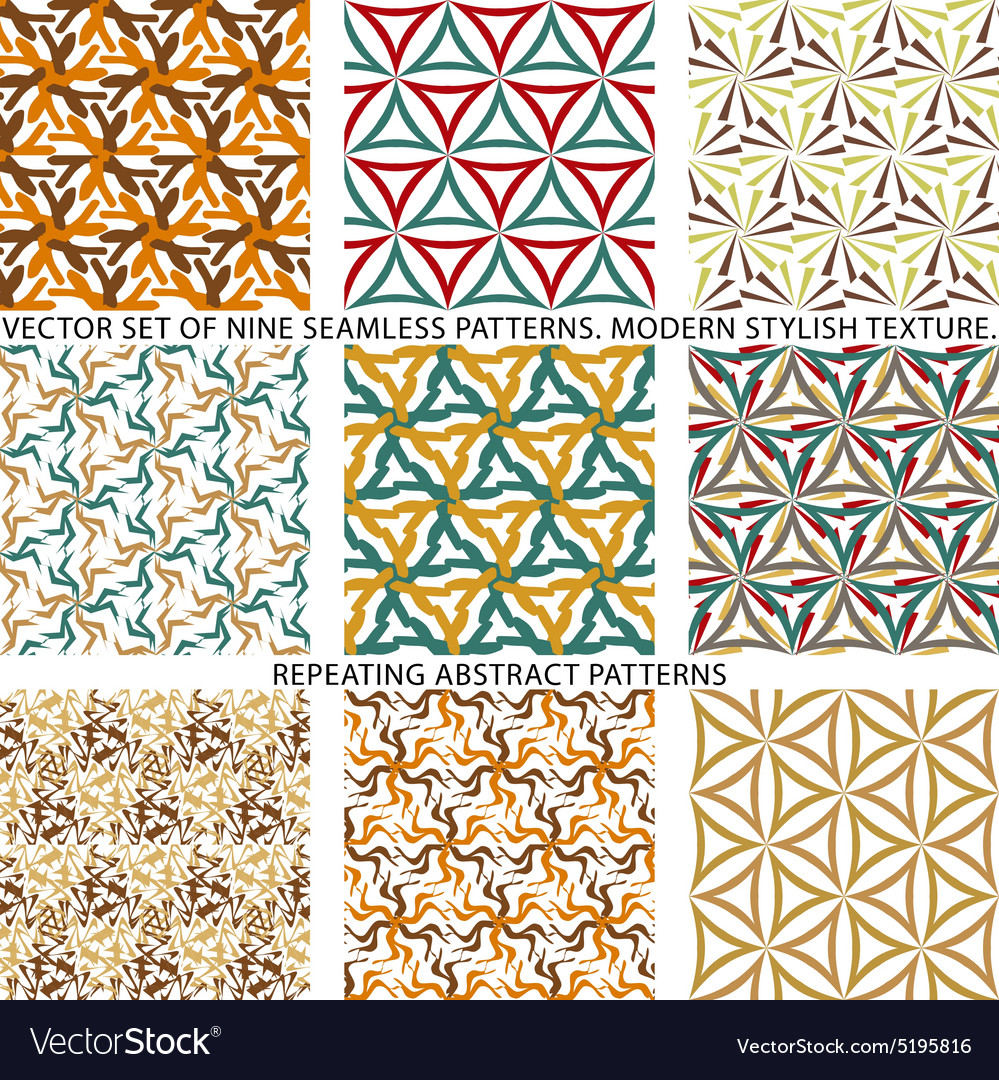 Set of nine textured natural seamless patterns