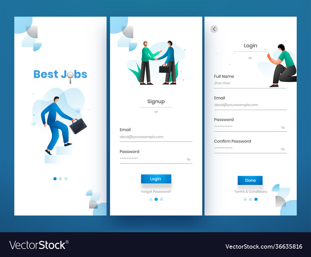 Set ui ux gui screens best jobs app template
