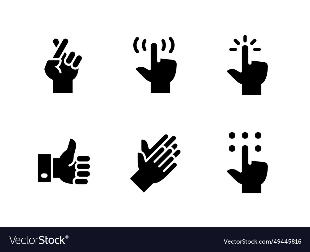 Simple set of hand gestures related solid icons