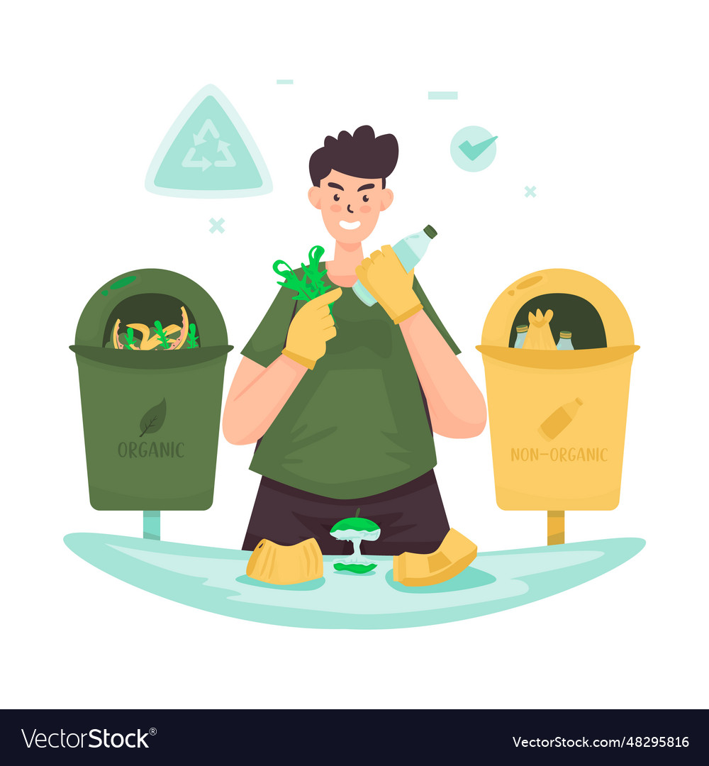 Sorting trash vector image Sorting trash