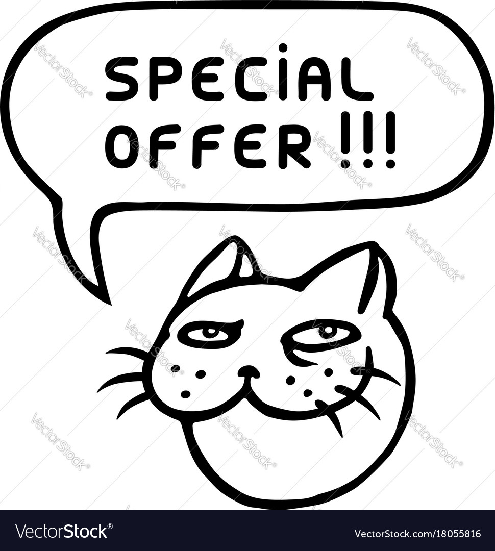 Special offer cartoon cat head speech bubble