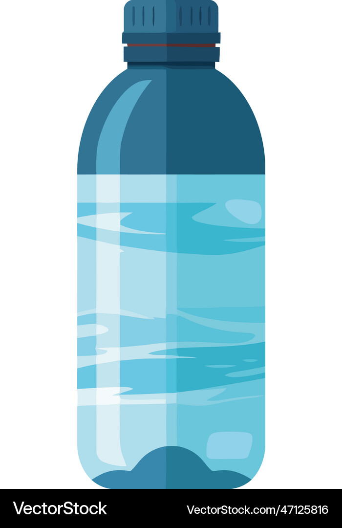 Transparent plastic water bottle with blue label Vector Image