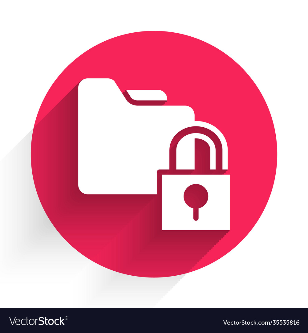 White folder and lock icon isolated with long vector image White folder and lock icon isolated with long