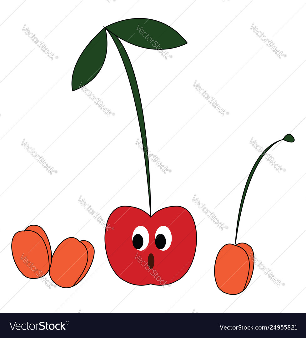 Clipart a small red cherry with stem and two