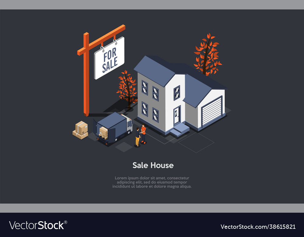 Conceptual with text isometric vector image Conceptual with text isometric