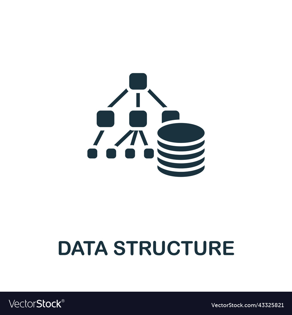 Data structure icon monochrome simple line vector image Data structure icon monochrome simple line