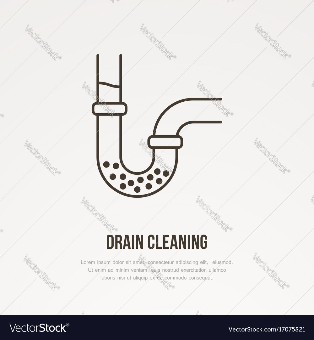Drain cleaning flat line icon outline sign Vector Image