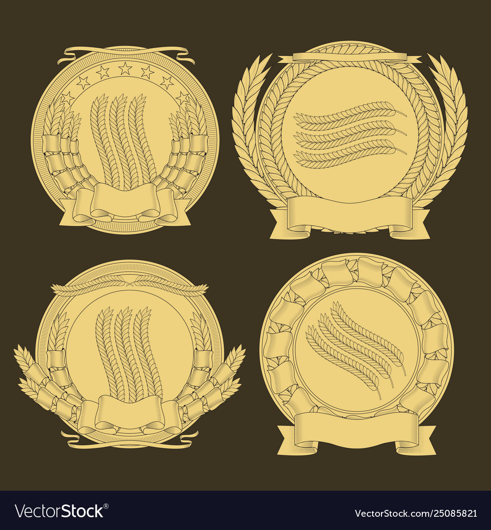 Emblems with and a wreath wheat image