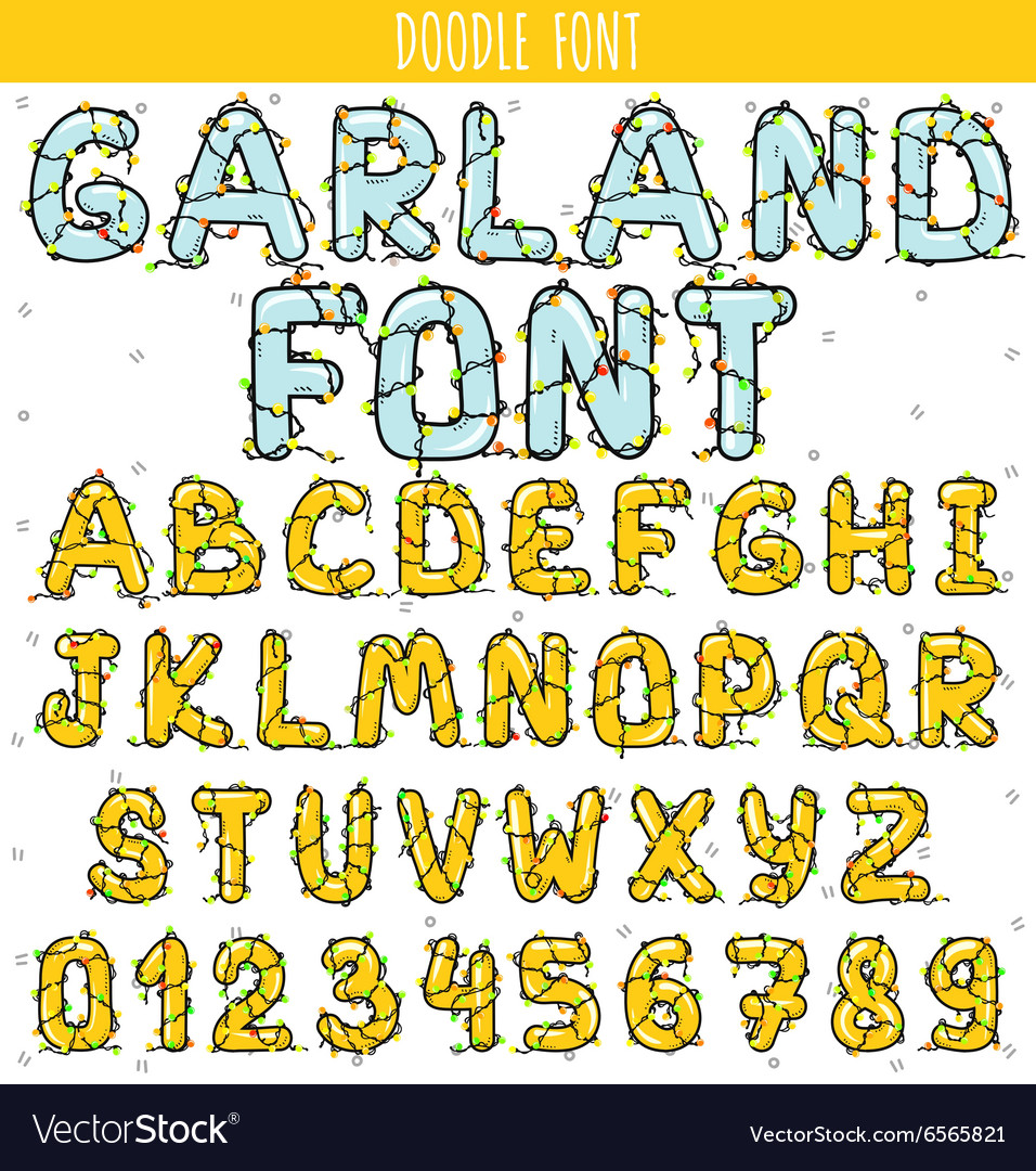 Font garland new year and christmas alphabet