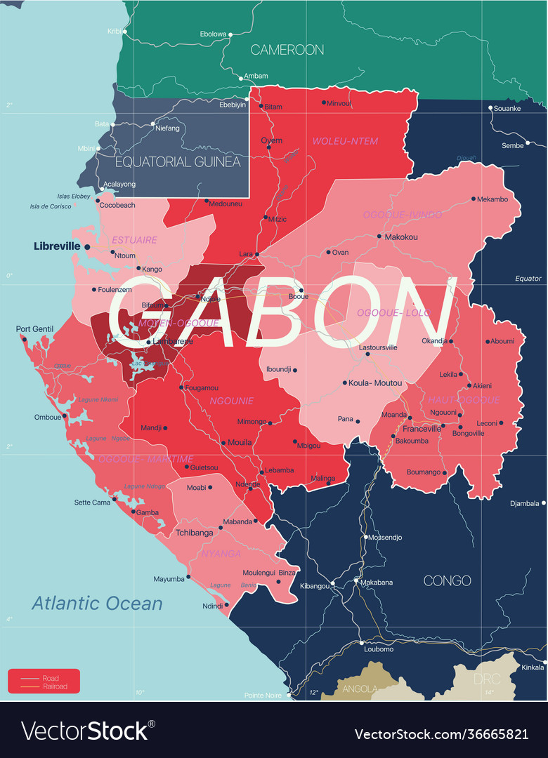 Gabon country detailed editable map