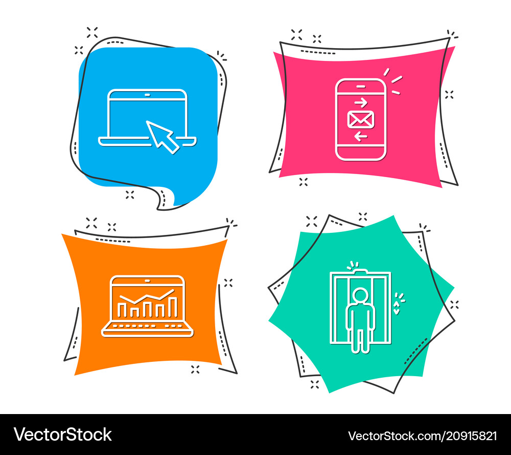 Mail web analytics and portable computer icons Vector Image