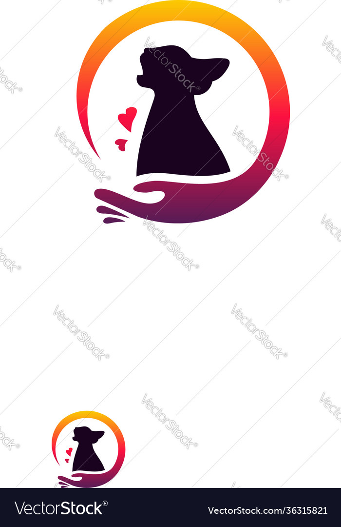 Pet care logo designs concept love cat