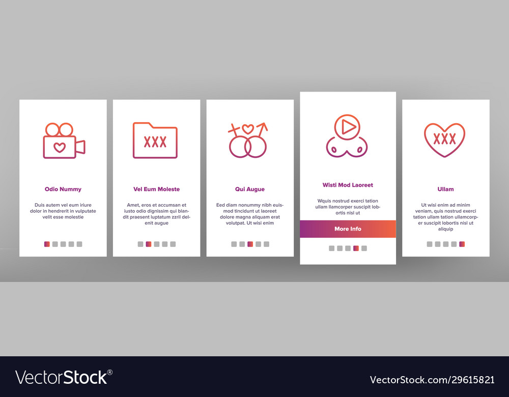 Porno film industry onboarding icons set