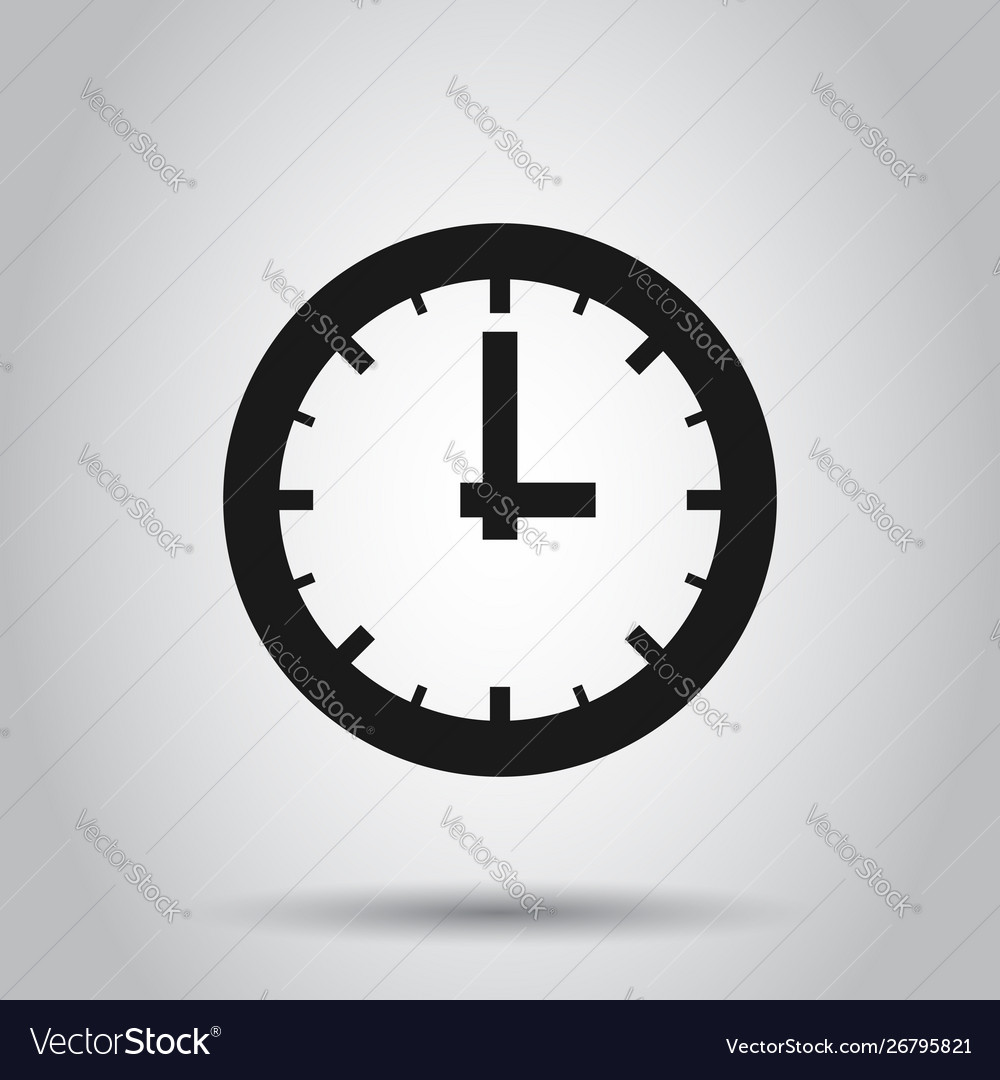 Real time icon in flat style clock on isolated vector image Real time icon in flat style clock on isolated