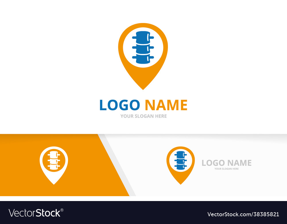Spine and map pointer logo combination