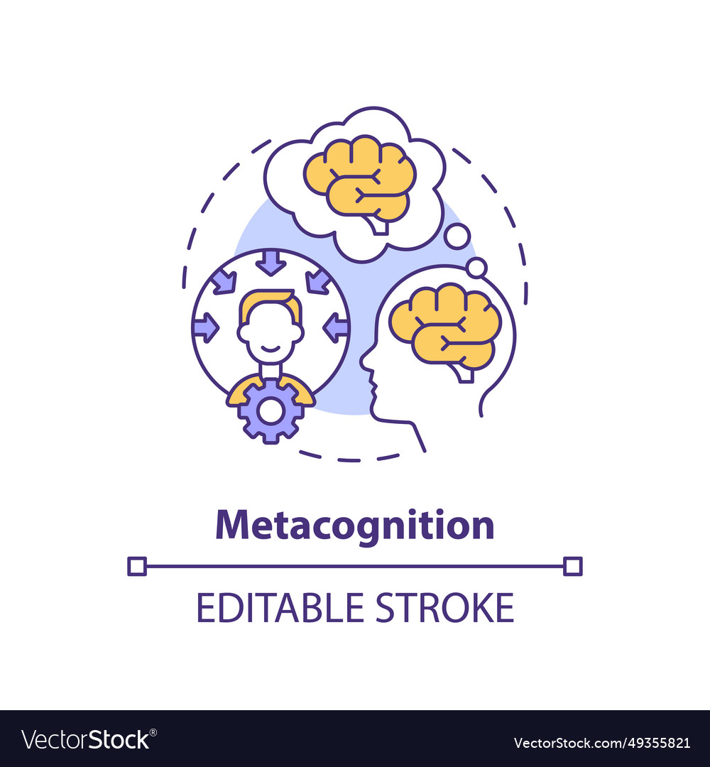 Thin line colorful icon metacognition concept Vector Image