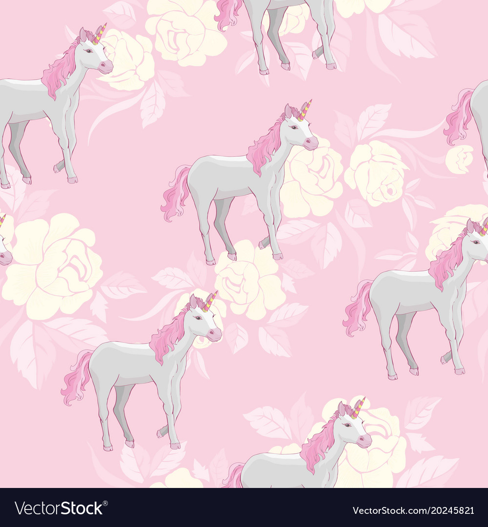 Unicorn and rainbow seamless pattern isolated